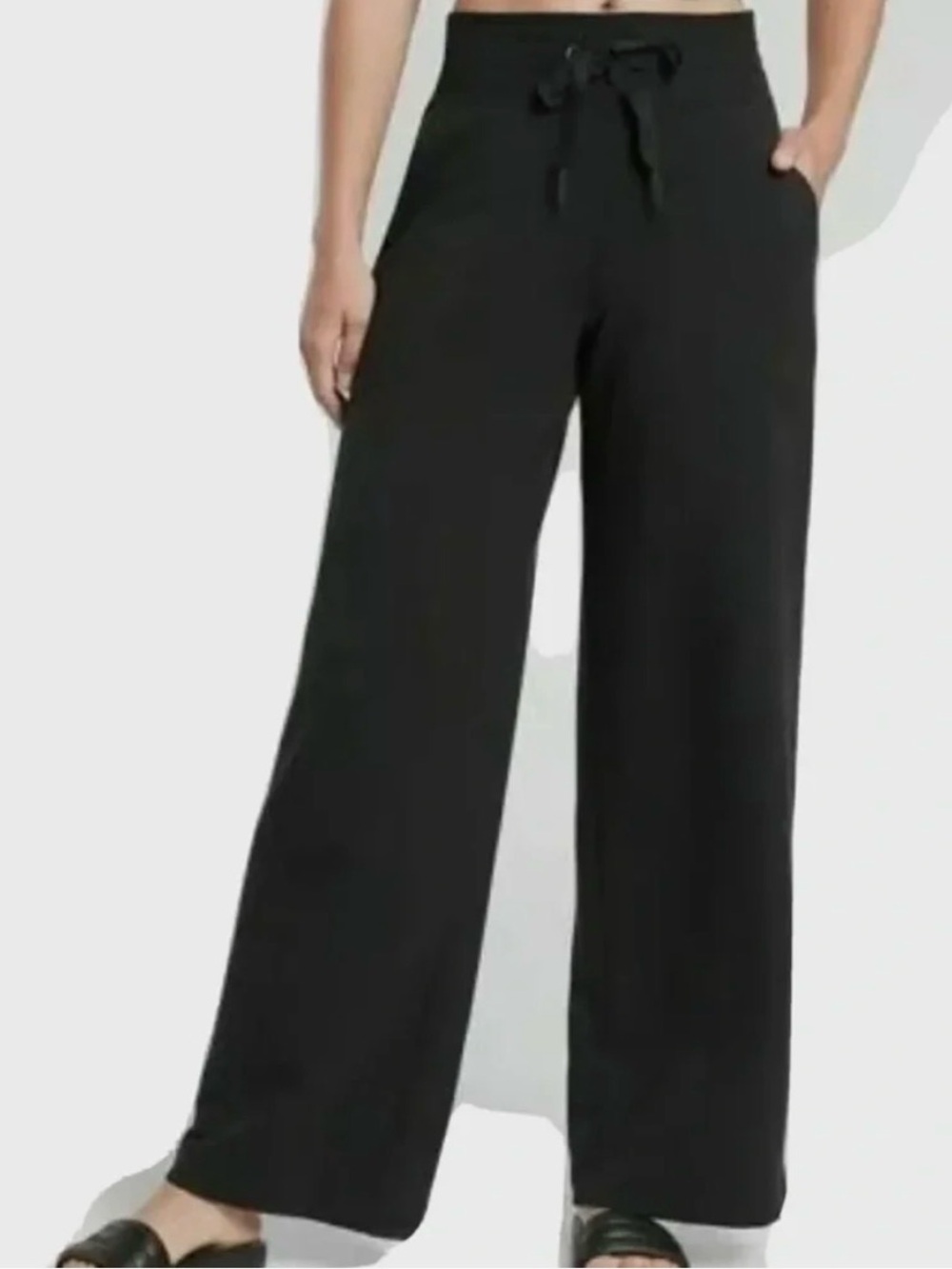 Athleta Black Balance Wide Leg Pants Size Large L NWT Plush Nirvana Lounge Yoga